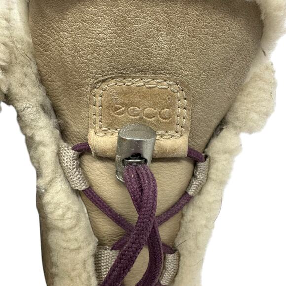 ECCO Trace HydroMax Lace Up Snow Boot Women 37 US 6-6.5 Fur Insulated Beige Tan - Picture 4 of 9